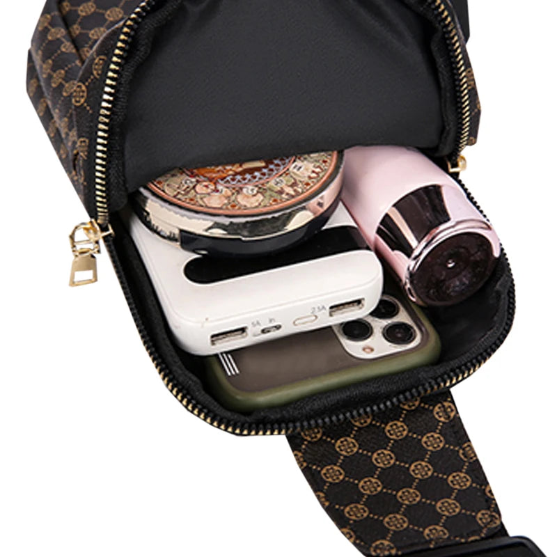 Classic Rhombus Print Rider Chest Crossbody Bag Water Resistant