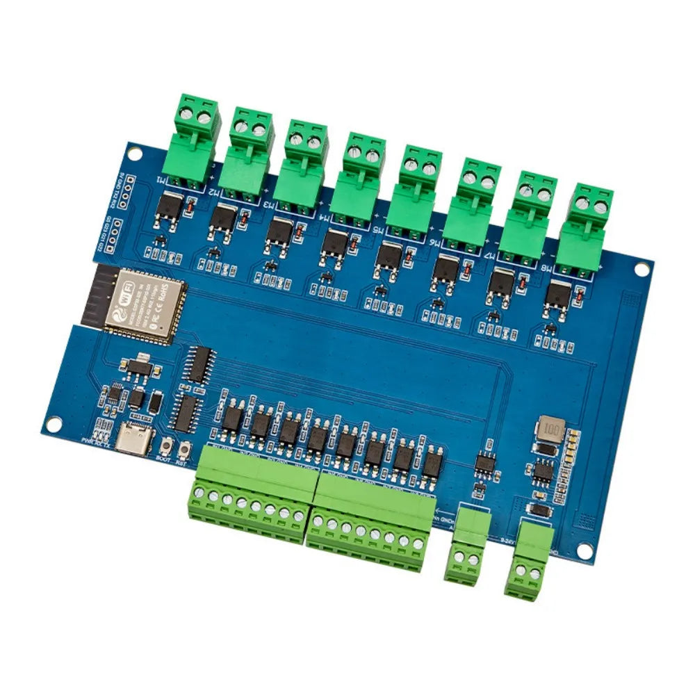 ESP32 Modbus RTU 8CH MOSFET Module RS485 TTL UART 8 Opto-Isolated Input CH340 WiFi BT Type-C & 7-24VDC Dual Dual Power Supply Vue
