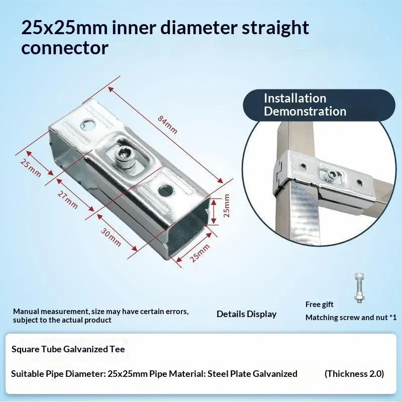 20x20/25x25mm Square Pipe Elbow Fixed Buckle Non Welding Joint Pipe Connector Fitting Bracket Vue A7