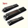 Black Trimmer Nail Clipper Portable Toe Cutter Fashion Appearance Slip Handle for Comfortable Grip Stainless Steel Manicure Tool Vue Black 3pcs