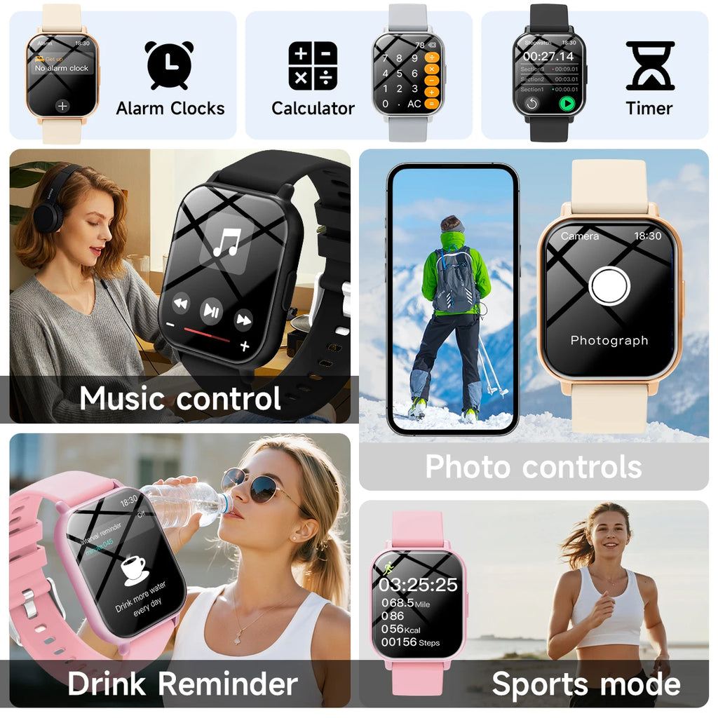 Kids Smartwatch 1.83 Inch Touch Screen Bluetooth Call Music Camera Control Message Push Sports Mode 260mAh Gift for Boys Girls Vue