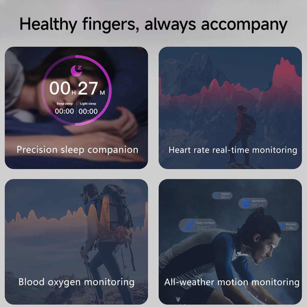 Smart Rings Health Monitor Sleep Tracker Heart Rate SpO2 Blood Oxygen Fitness Activity IP68 Waterproof for Android iOS Men Women Vue