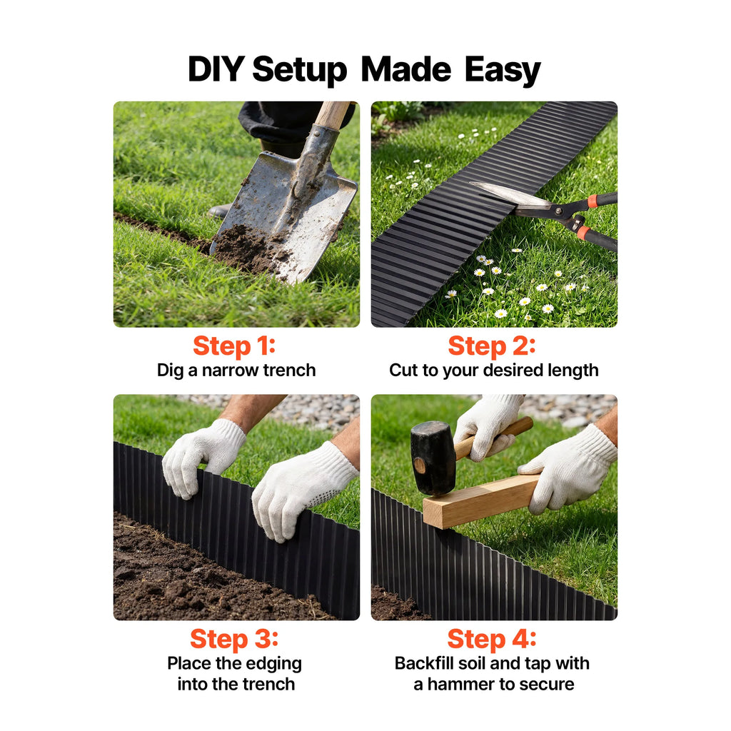 Galvanized Steel Landscape Edging 40/50 ft – Bendable Metal Border Landscape Edging Vue