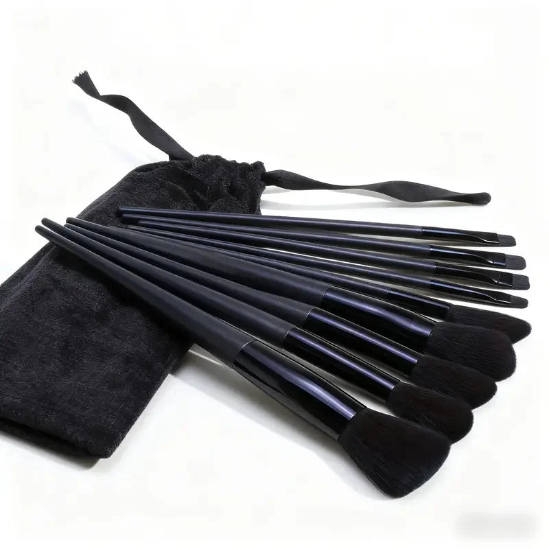 13pcs Professional Makeup Brush Set with Storage Bag Soft Fluffy Cosmetic Foundation Powder Eyeshadow Kabuki Blending Brush Vue Black-13pcs with bag