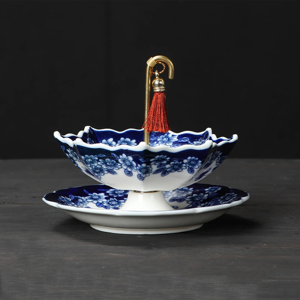 Ceramic Umbrella Tea Strainer & Base – Blue & White Porcelain Porcelain Tea Strainer Vue