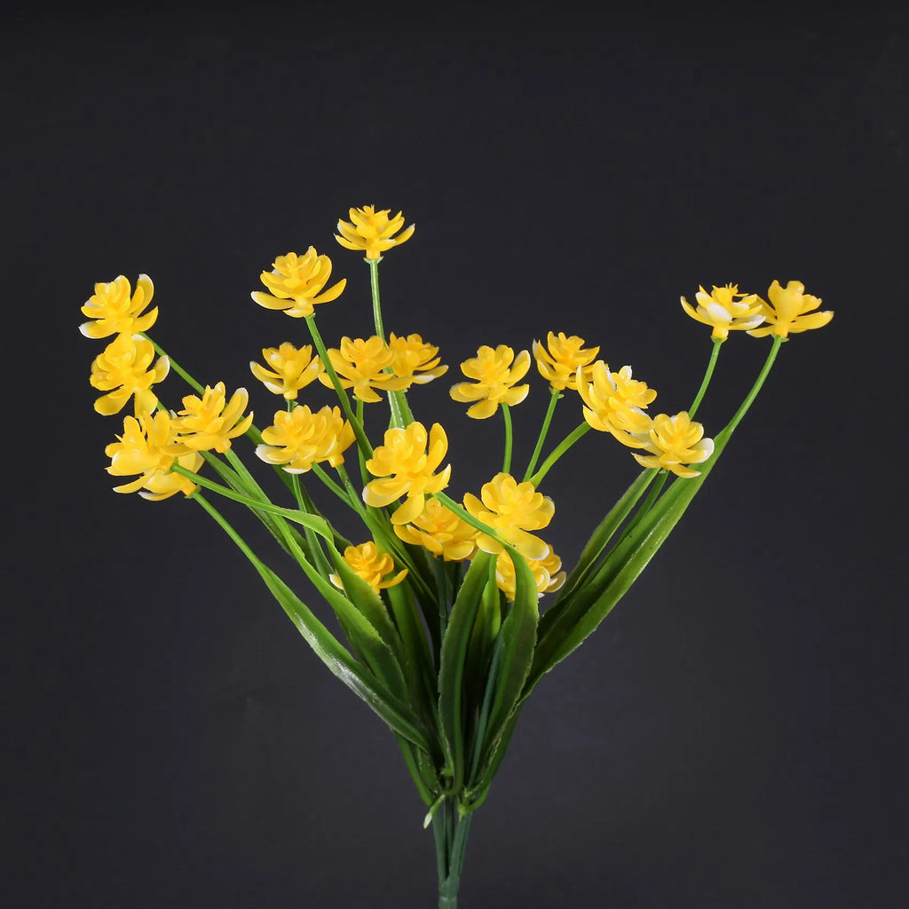 ABKW-16Pcs Artificial Flowers Outdoor Uv Resistant Plants, 8 Branches Faux Plastic Greenery Shrubs Plants Vue