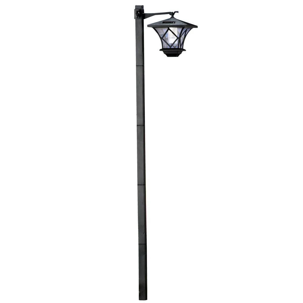 2 in 1 Solar Lamp Post Light Vintage Street Lights 1.5m Solar Street Lamp Decorative Floor Lamp for Front and Back Doors Vue as show