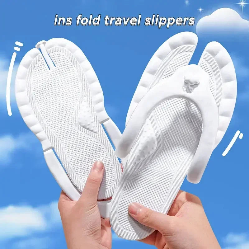 Collapsible Travel Slippers Men Women Anti Skid Lightweight Portable Flip Flops for Swimming Pool Shower Beach Vacation Outdoor Vue