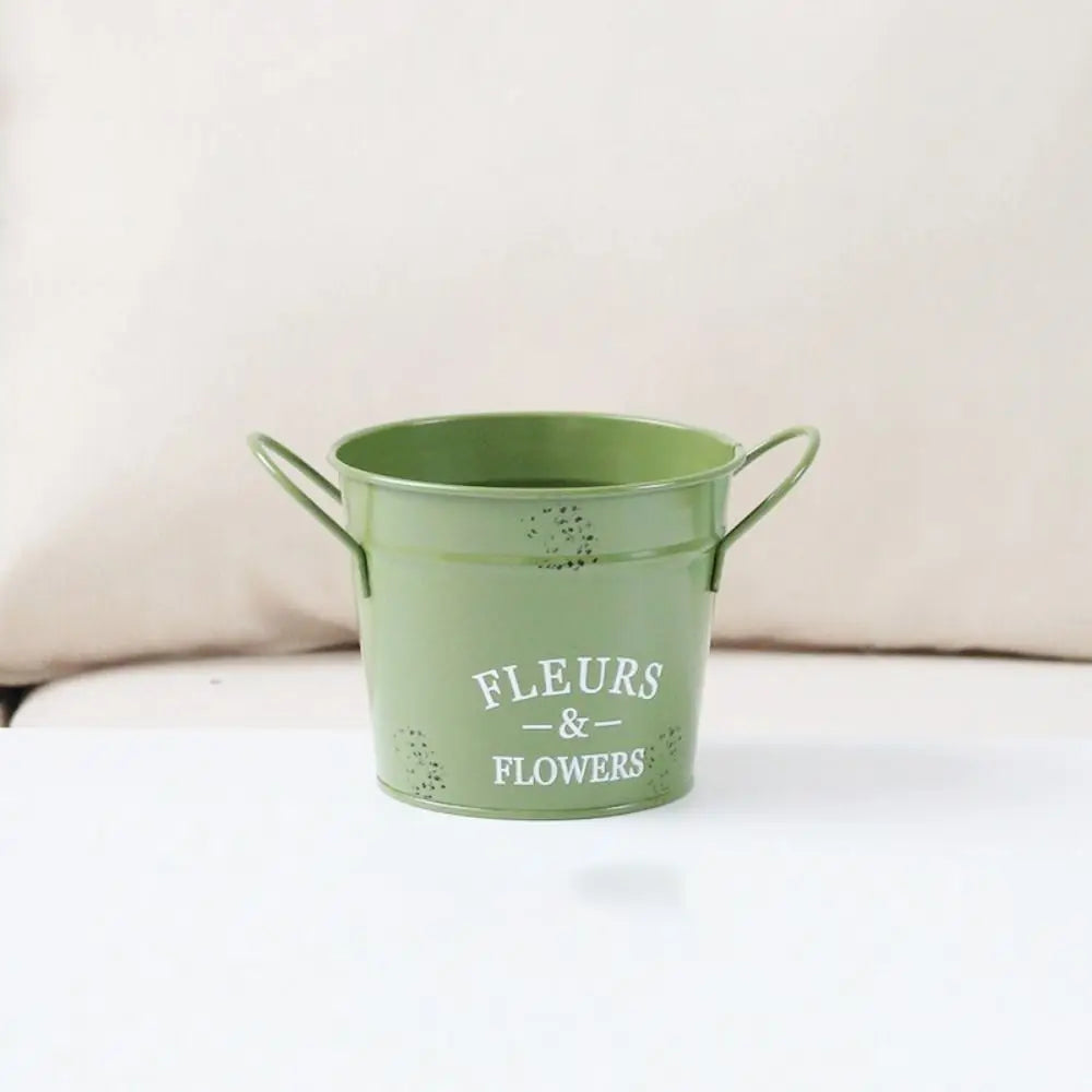 Vintage Decorative Round Flower Pot Corrosion-resistant Handicraft Iron Planter Pot Chic Flower Bucket Ornament Succulent Vue