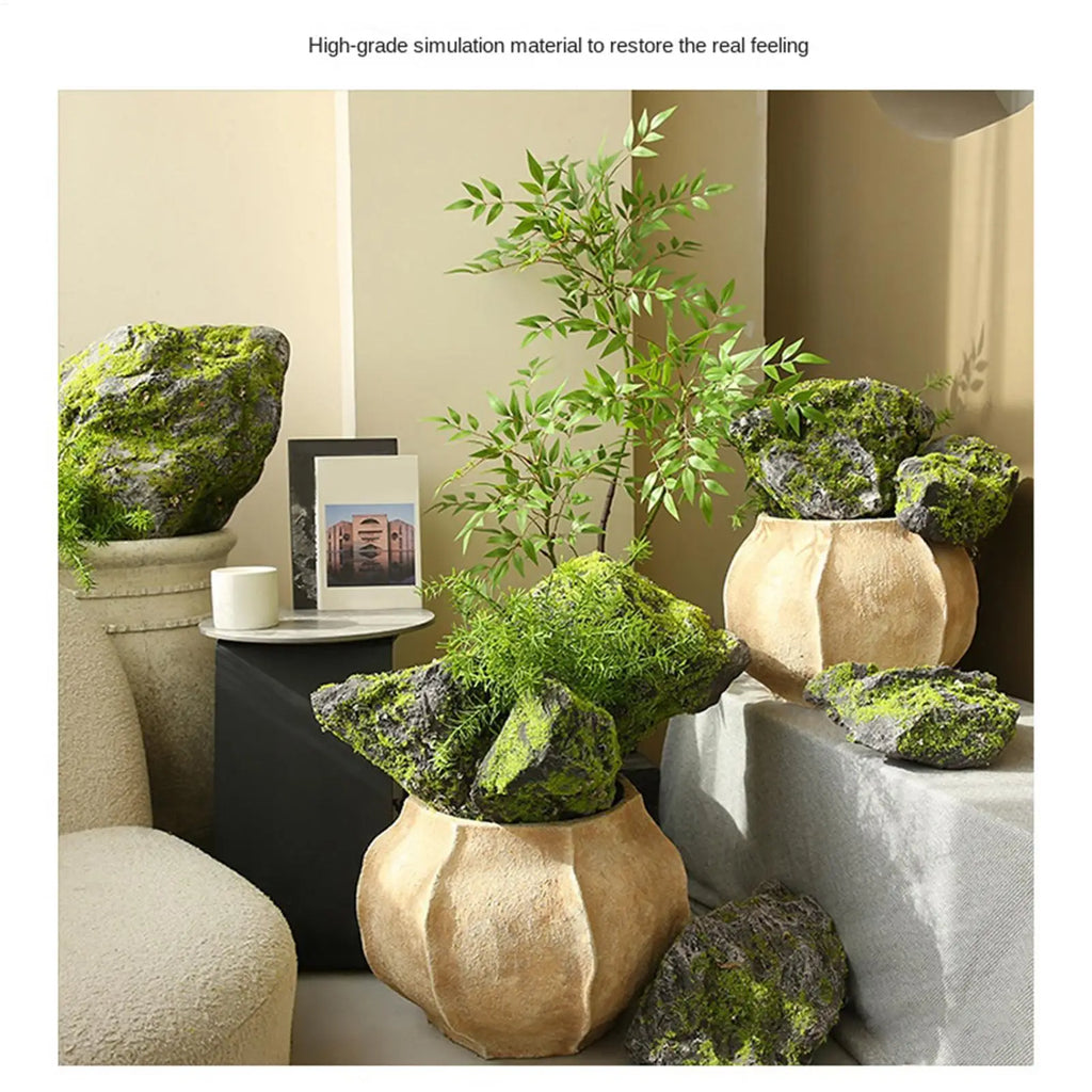 5 styles Artificial Moss Boulders, Faux Rock Decor for Garden Aquarium Terrarium, Fake Stone Landscape for Outdoor Yard Pond Vue