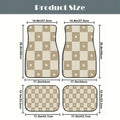 Set Of Digitally Printed Car Floor Mats, Brown And White Checkered Pattern, Universal Car Floor Mats, NonSlip And Waterproof, A Vue United States as illustrated
