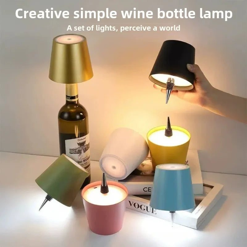 Wireless Bottle Table Lamp Touch Control 3 Colors and Stepless Dimming Night Lamp for Outdoor Bar Wine Bottles Decor Desk Lights Vue