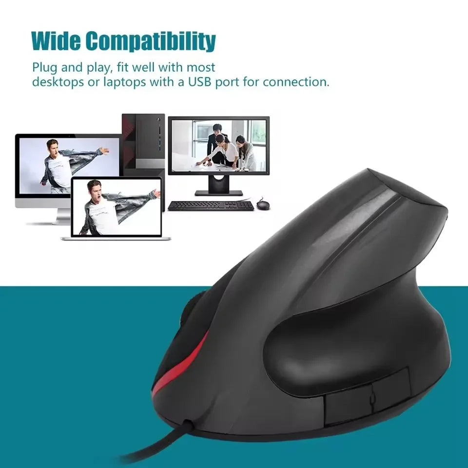 1600DPI USB Vertical Wired Mouse Ergonomic Design Wrist Rest Gaming Mice for PC Laptop Mouse for Computer Vue