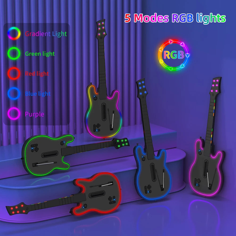 Wireless Guitar Controller with Strap & Wireless Dongle Wireless PC Guitar Controller Console Gamepad for PS4 PS3 PC Guitar Hero Vue