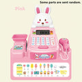 Cash Register Toys, Electric Simulate Supermarket Scan Educational Calculate Gifts for Kids with Sound Light Vue Pink