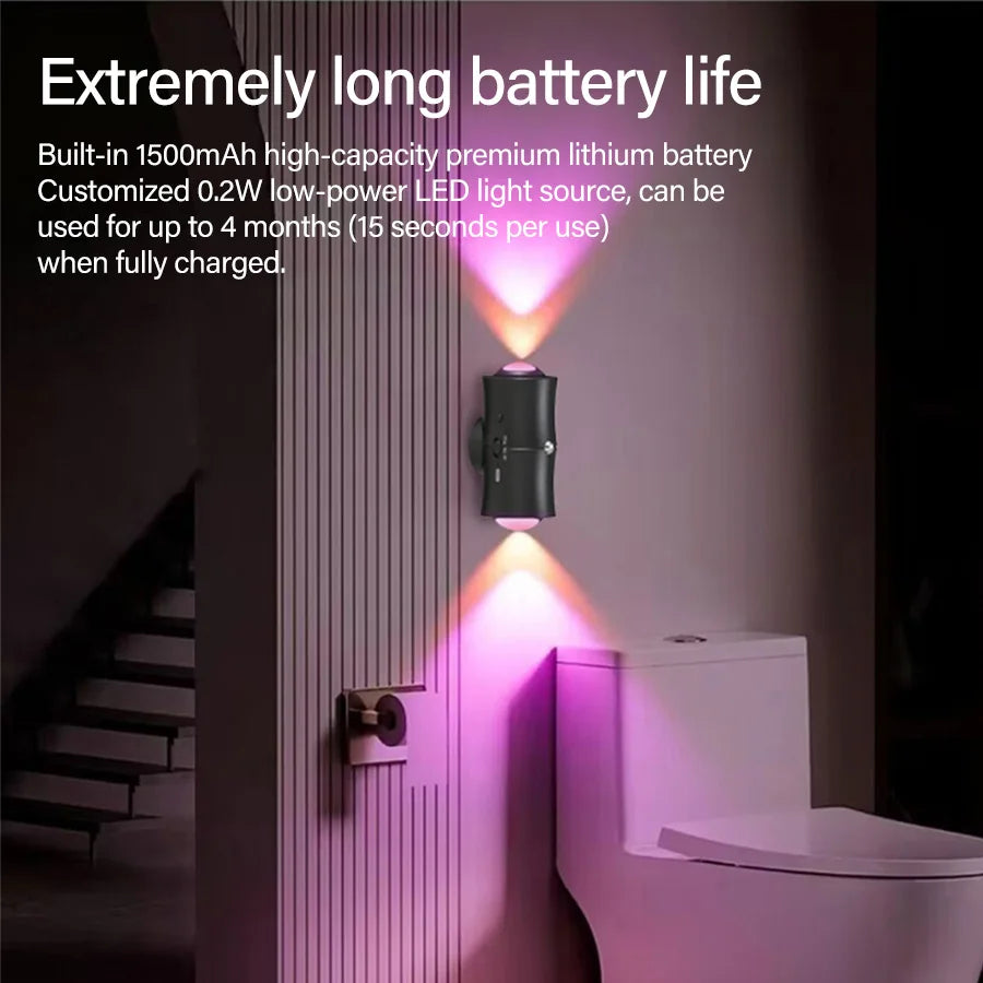 RGB Sunset Led Night Light with Motion Sensor Rechargeable Wireless Wall Lamp Double-head Magnetic Spotlight for Hallway Stairs Vue