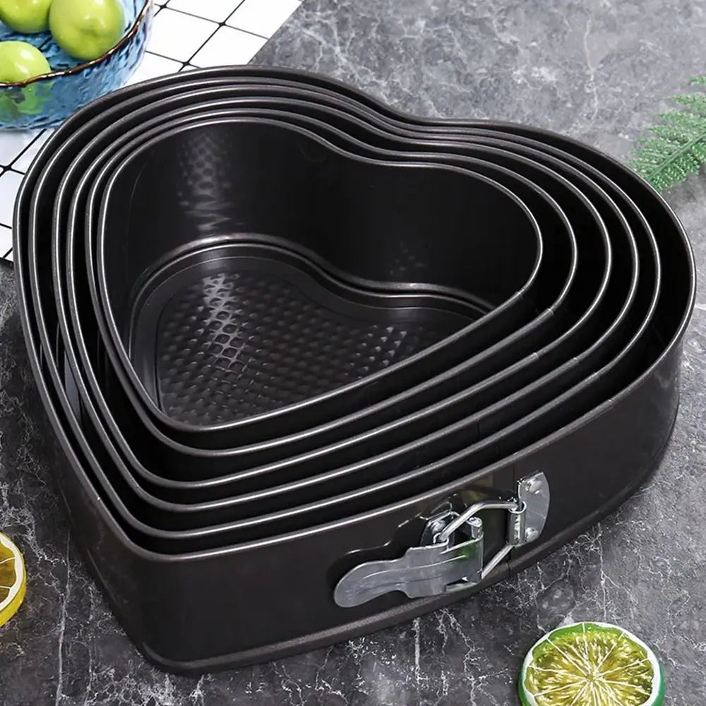 7- Heart Shape Springform Cake Pan Carbon Steel Non-stick Leakproof