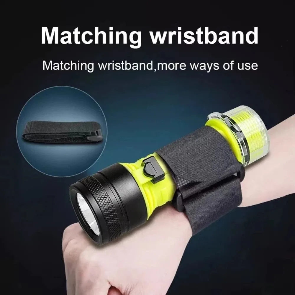 Super Bright Diving Flashlight Type C Rechargeable XHP50 LED Dive Torch Adjustable Focus High Power Underwater Torch Vue
