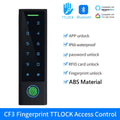TTLOCK Bluetooth RFID Fingerprint Access Control Keypad Smart Phone Entry Waterproof 13.56Mhz RFID Card Reader Door Gate Opener Vue CF3-TTLOCK
