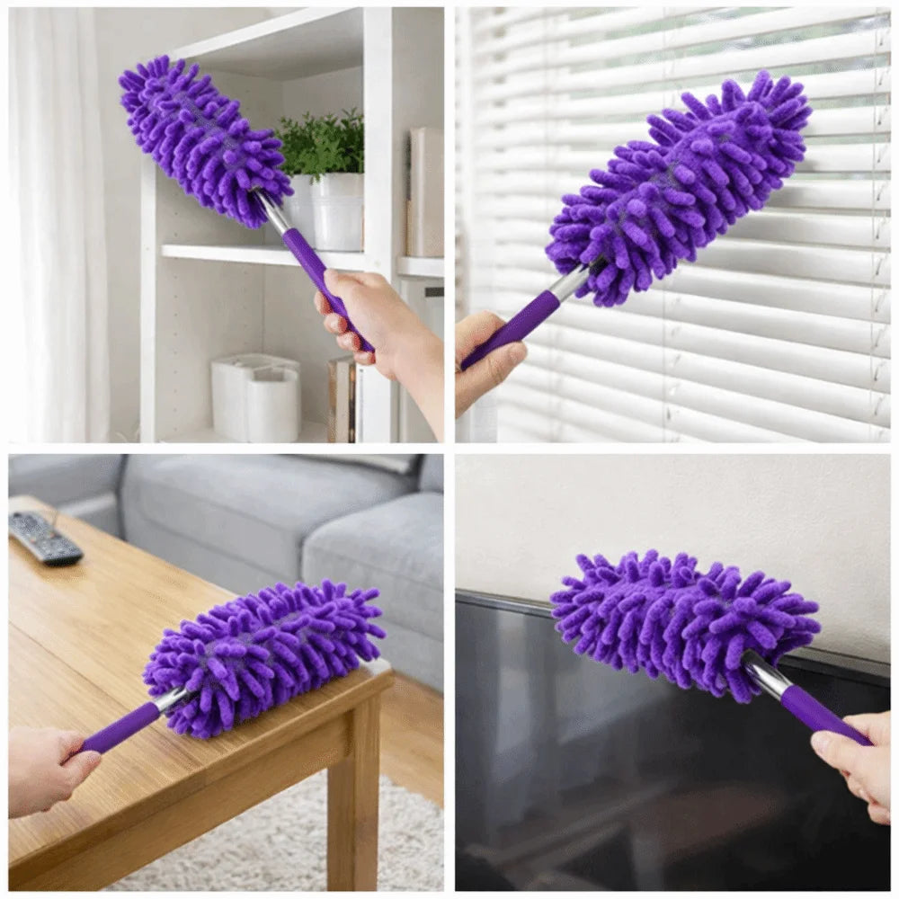 2 Pieces Extendable Microfiber Duster Replaceable Head Stainless Steel Handle Cleaning Duster Detachable Soft Vue