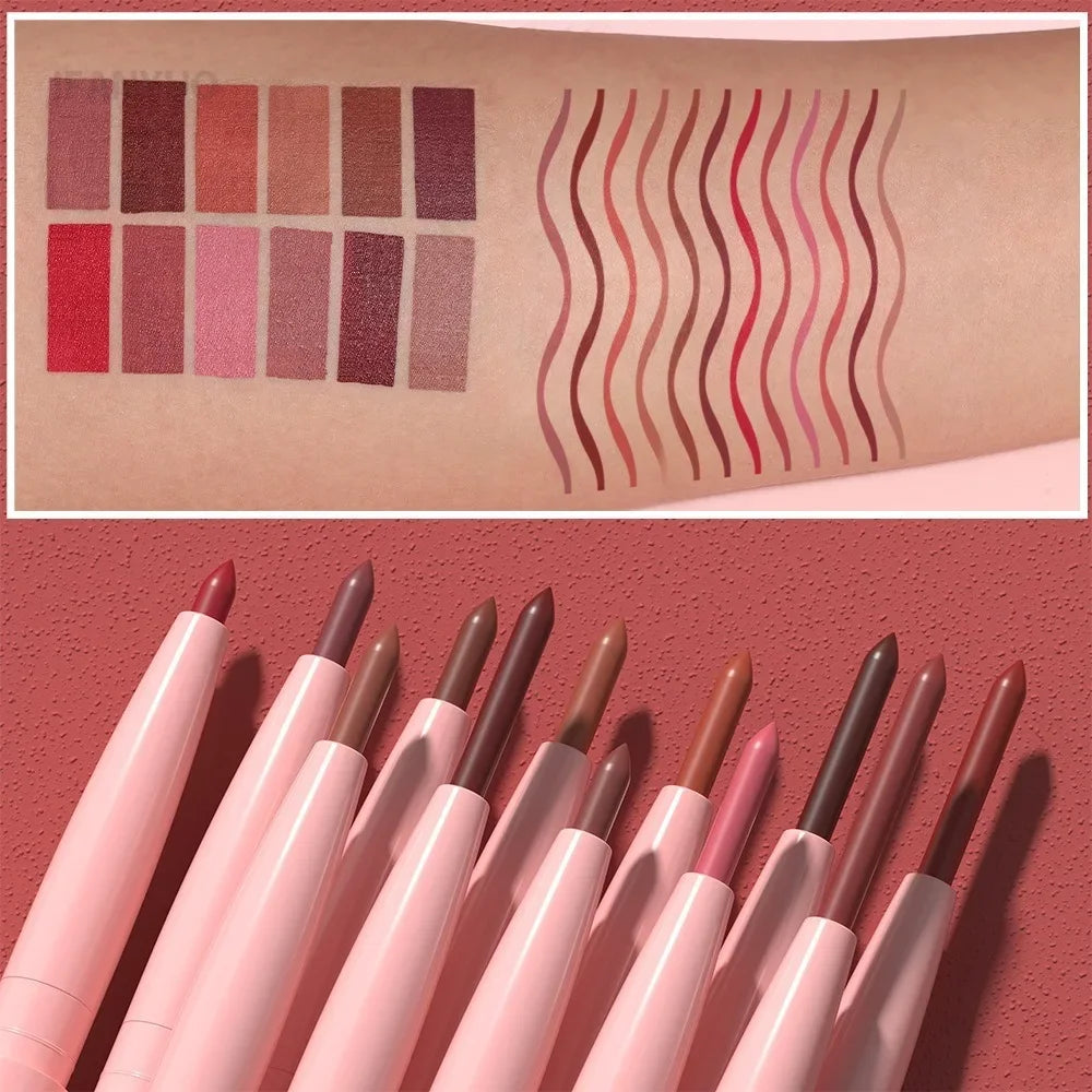 Tapered Nib Lip Liner Pencil Long-Lasting Matte Creamy Plumping Lip Stain Waterproof Natural Nude Brown Slim Lip Liner Makeup Vue