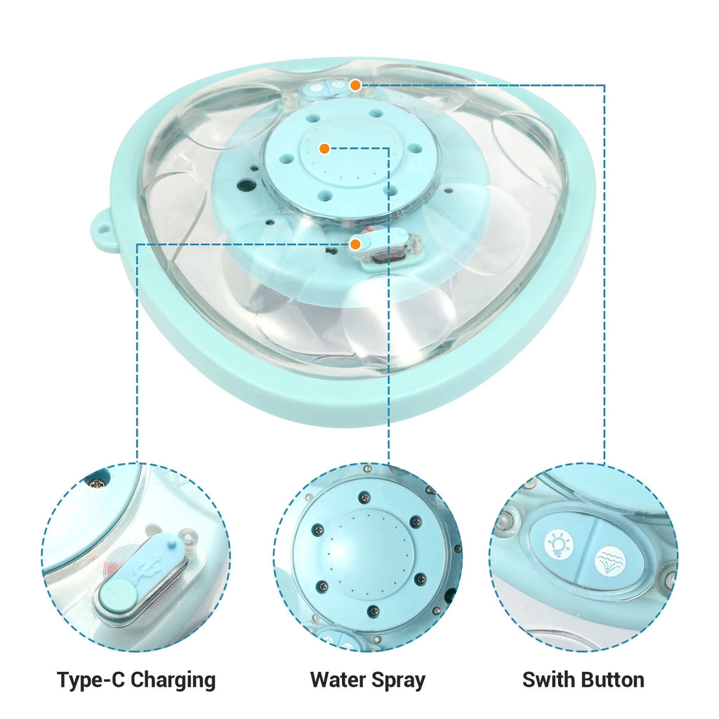 USB Rechargeable Floating Pool Fountain | 5 LED & 4 Spray Modes Floating Fountain Pump Vue