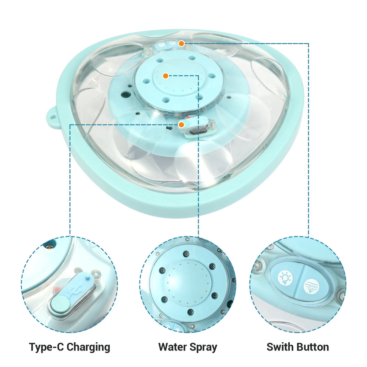 USB Rechargeable Floating Pool Fountain | 5 LED & 4 Spray Modes Floating Fountain Pump Vue