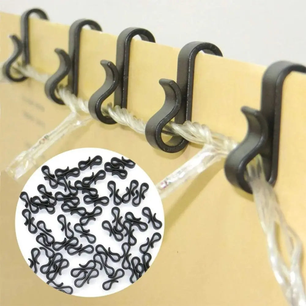 50pcs Durable S-shaped Light String Hook Clip Firm Gutter Hooks Plastic Black/White Elastic Tightening Hooks Festival Vue