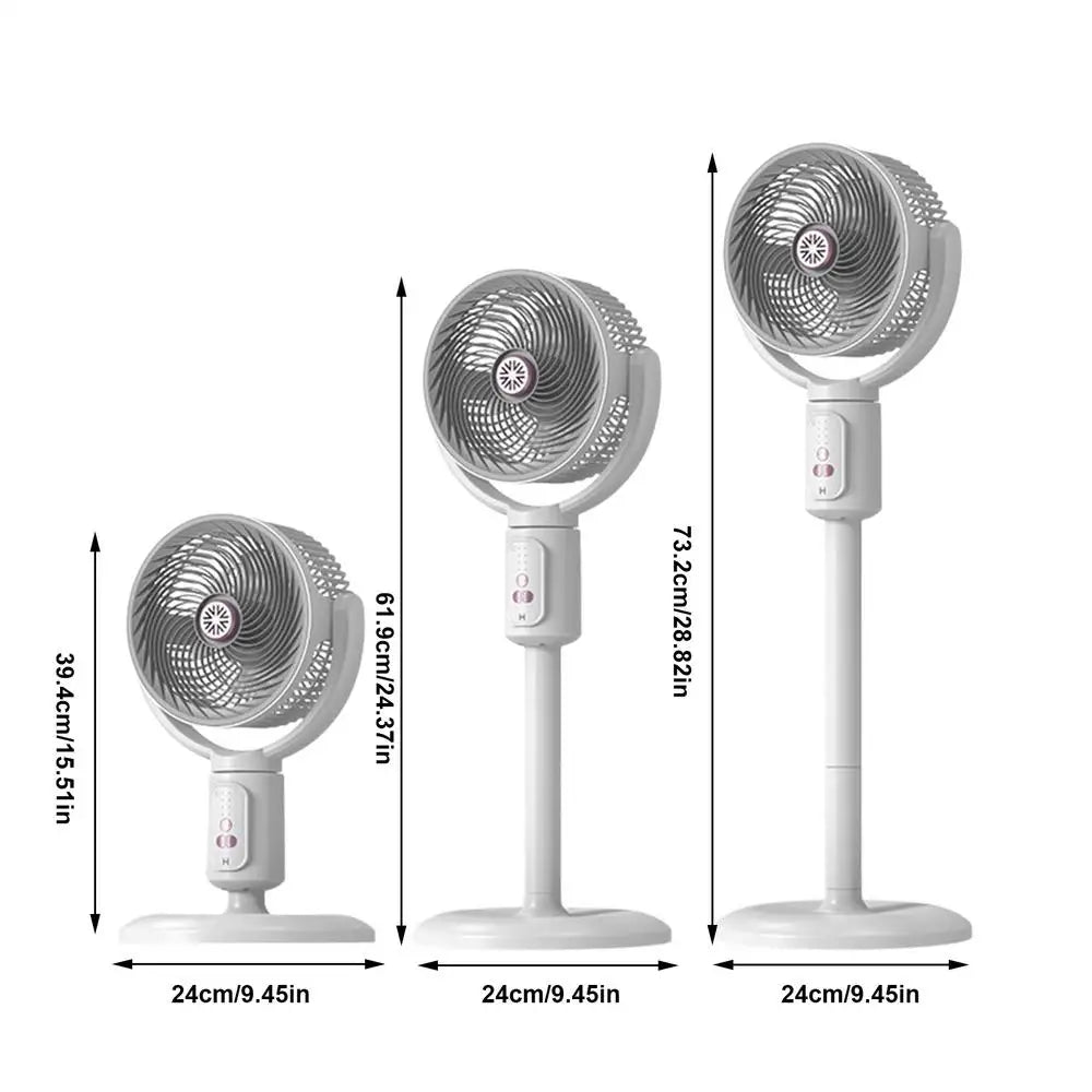 5-Speed Rechargeable Tower Fan Type-C Oscillating Standing Fan with Timer, Adjustable Height Portable Air Blower for Home Office Vue A
