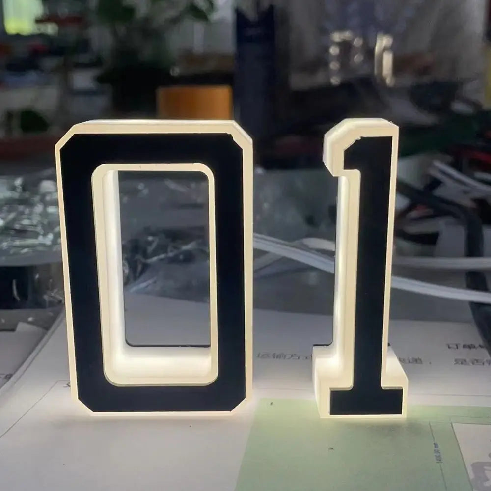 12V Power LED House Number Light Waterproof Light Sensor Illuminated House Number Sign Easy Installation 0-9 A-B Home Wall Decor Vue