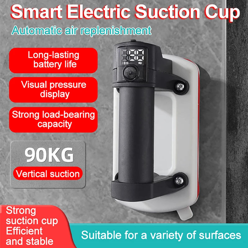 Smart Electric Suction Cup Digital Display High-Power One-Click Start Vacuum Air Pump Force 90KG Glass Tile Suction Cup Vue