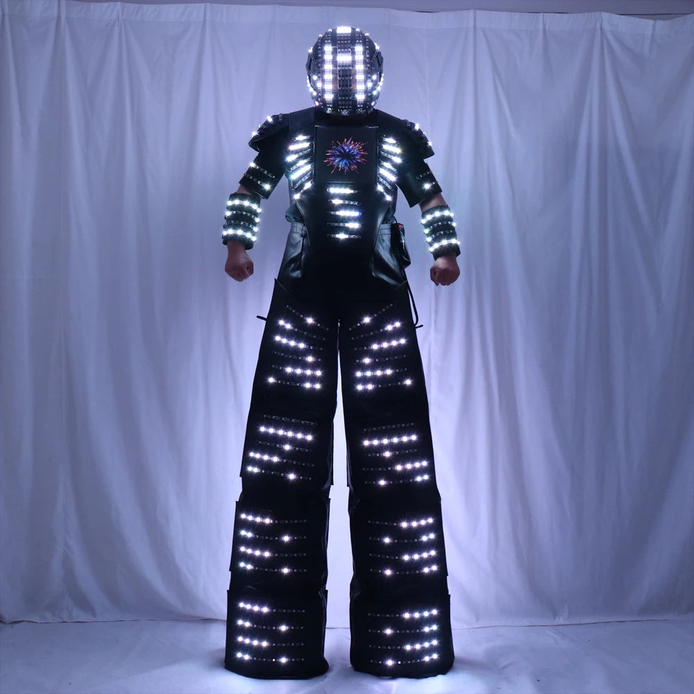 Full Color LED Robot Costume Remote Control Stilts Walker Suit with Excited Digital Screen DIY Text Image LOGO for Parties Vue