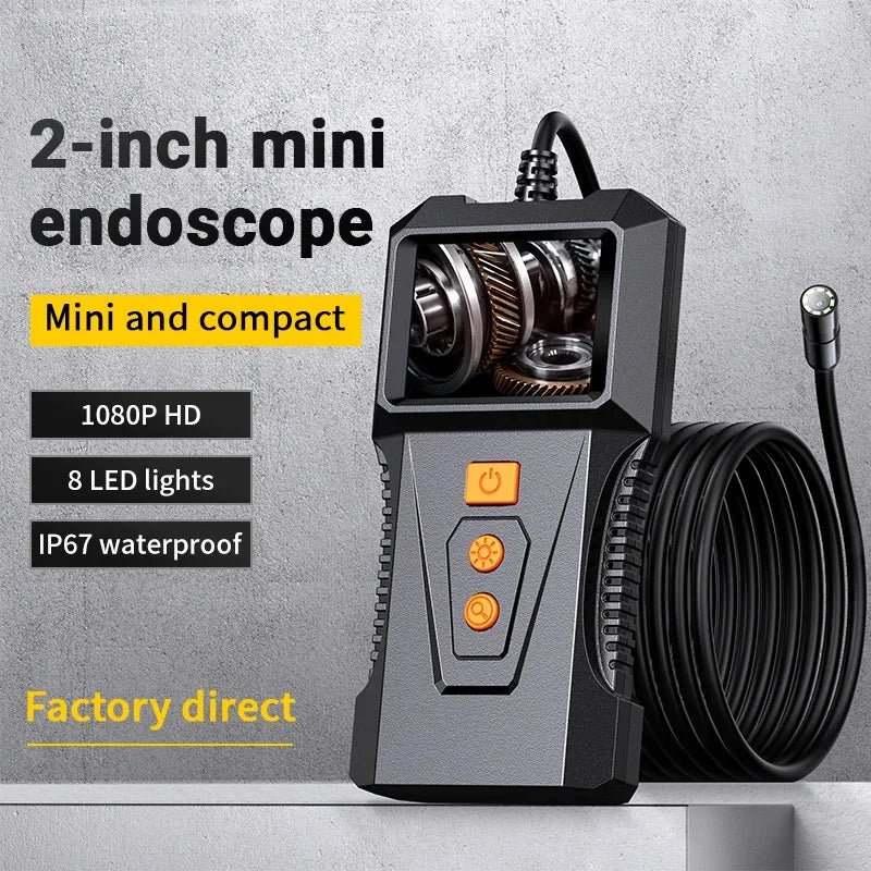 1080P Borescope Inspection Camera – 2" Screen, 8mm Snake Lens Borescope Inspection Camera Vue
