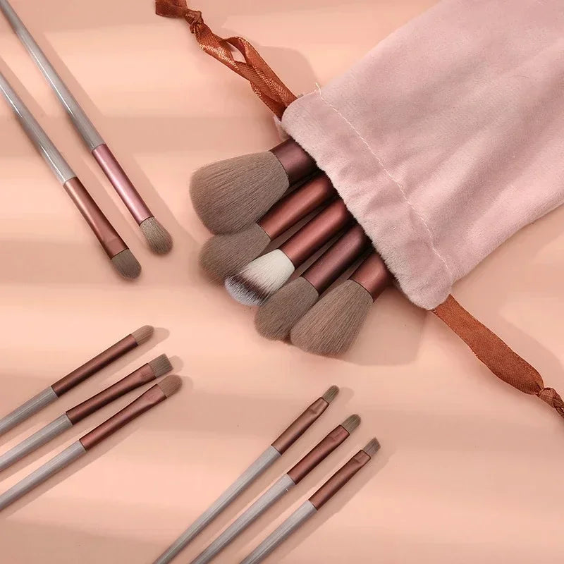 13 PCS Makeup Brushes Set Eye Shadow Foundation Women Cosmetic Brush Eyeshadow Blush Beauty Soft Make Up Tools Bag Vue