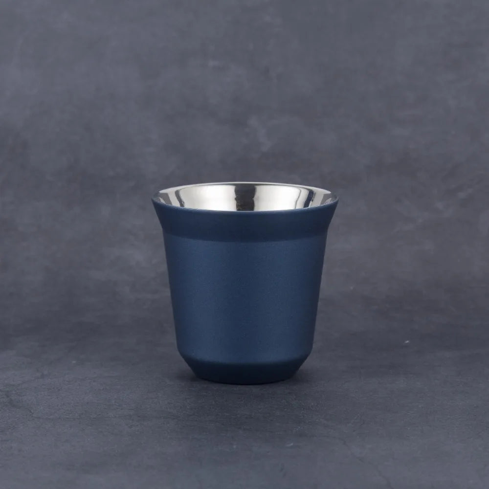 Summer Espresso Mugs Insulated Double Wall Beer Cups Small Capacity Vue Dark Blue