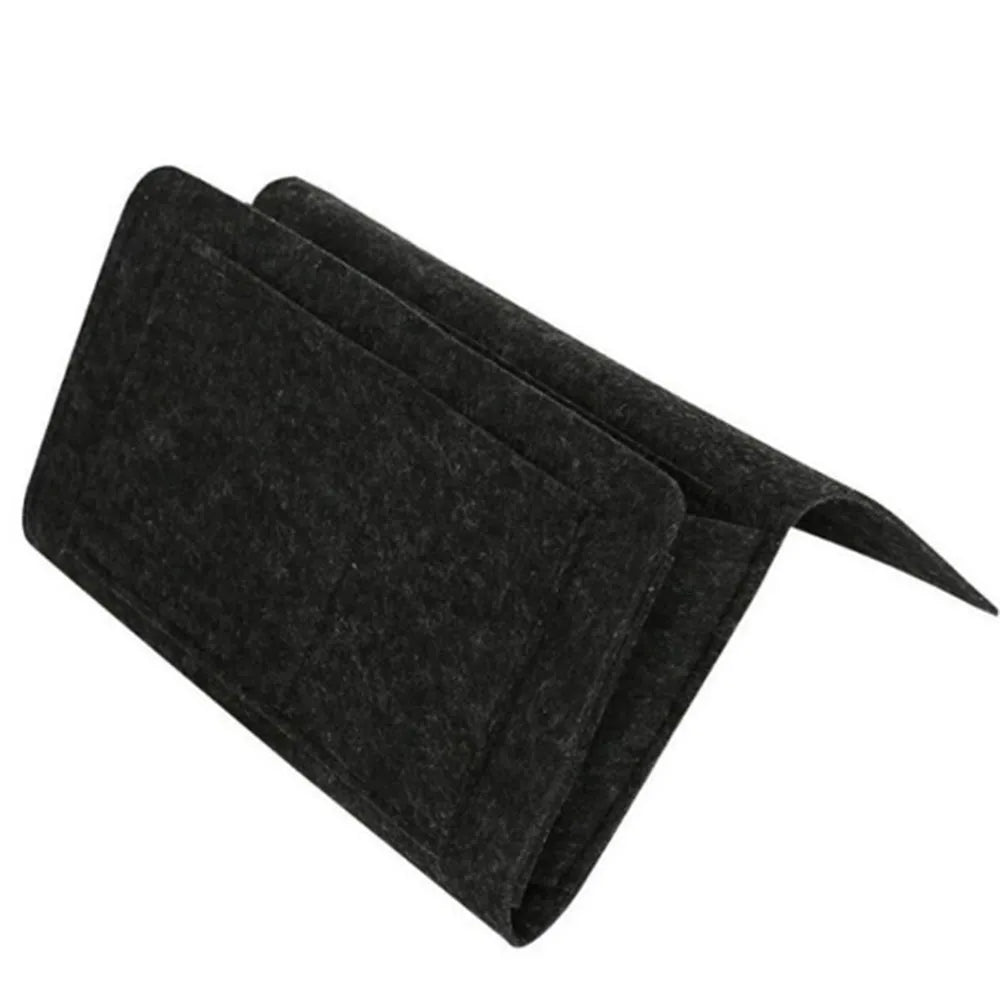 1PCS Felt Bedside Storage Organizer Anti-slip Bedside Bag Bed Sofa Side Hanging Couch Storage Remote Control Bed Holder Pockets Vue black