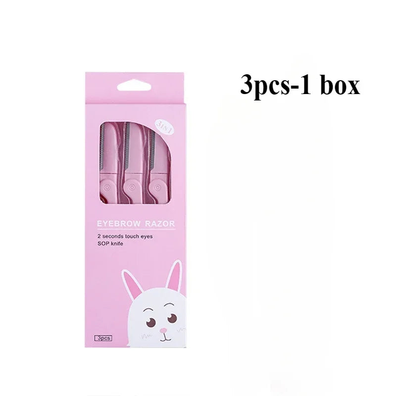 3Pcs/Set Beauty Face Eye Shaper Shaver Stainless Steel Blades Makeup Tools Pink Folding Eyebrow Trimmer Armpit Hair Razor Vue M143 Pink 3pcs