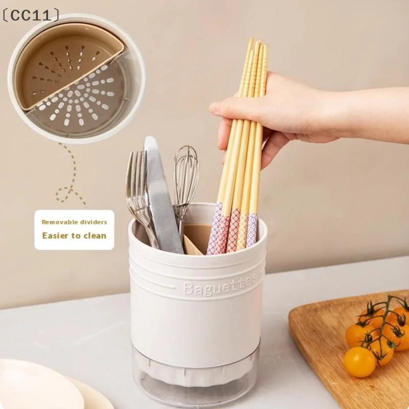 〔CC11〕Utensil Holder Plastic Multi Functional Drain Chopstick Tableware Knife Spoon Fork Chopstick Container Kitchen Tool Vue