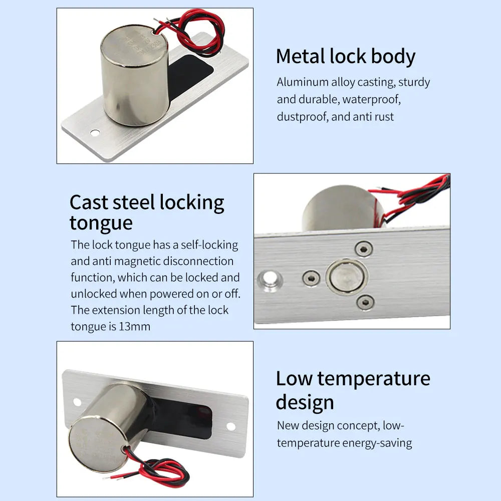 Waterproof Lock Gate Access Control System Fail Safe Electric Magnetic Glass Door Drop Bolt Deadbolt Smart Electronic Door Lock Vue