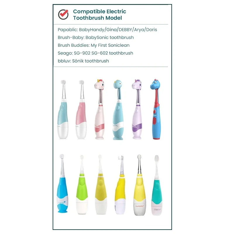 Toddler Baby Toothbrush Replacement Heads for Seago SG902/SG602 Electric Toothbrush Heads 0-3 Years Oral Hygiene Care Soft Dupon Vue