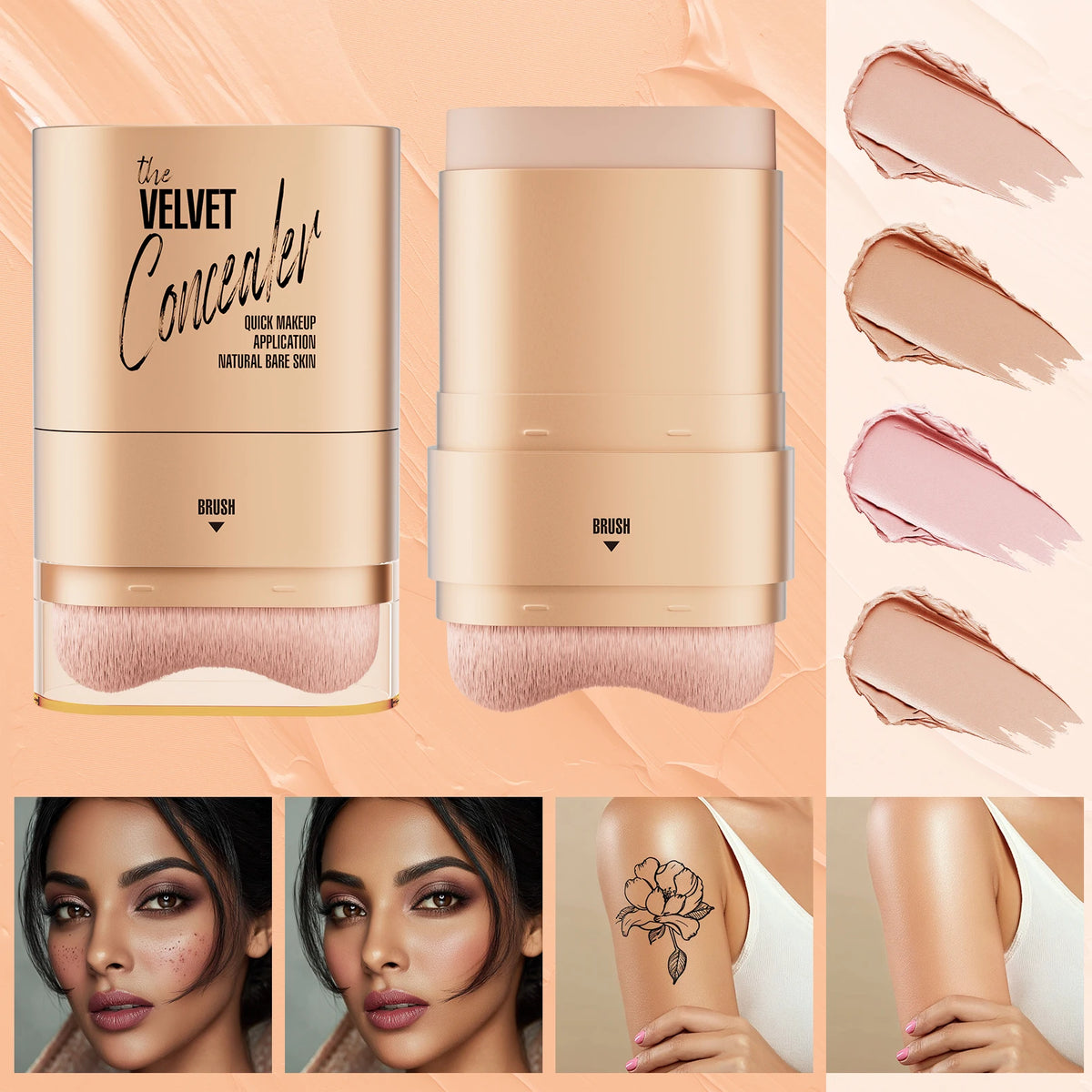 Four-Color Concealer to Cover Dark Circles, Tattoos, Acne Marks, Facial Concealer, Contouring, Waterproof Foundation, Beauty Makeup Vue