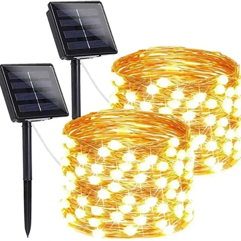 Led Solar Fairy String Lights 8 Modes Christmas Led Light Outdoor Garden Patio Wire Garland Light Christmas Lights Vue
