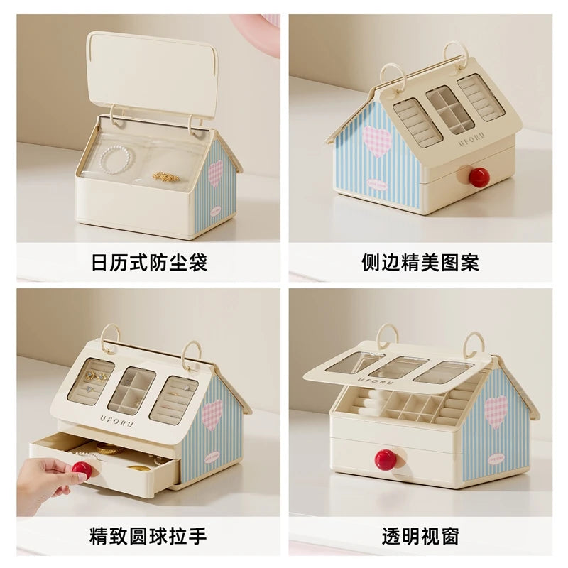 Luxury Jewelry Box Elegant Desktop Drawer Organizer With Divided Trays For Earrings Rings Chains Vanity Table Gift For Women Vue