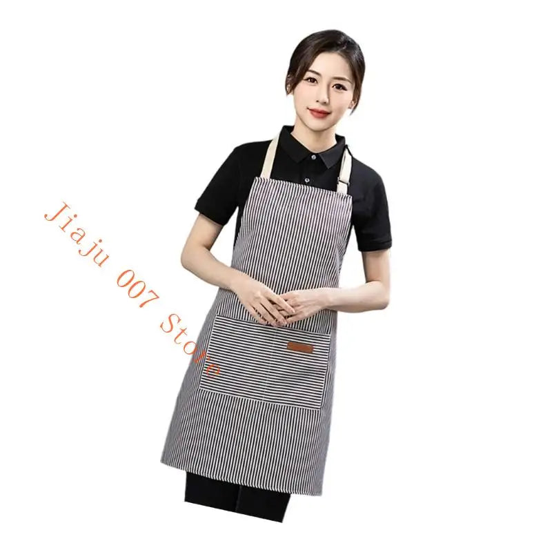Striped Polycotton Kitchen Apron with Adjustable Straps Kitchen Apron Vue