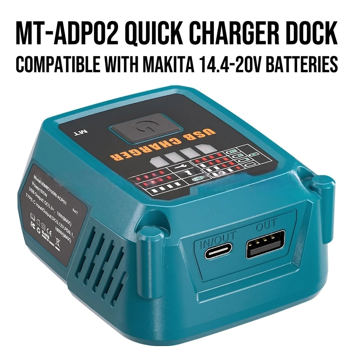 100W Fast Charging Station with USB Type-C Port Charging for Makita/DL/Milwaukee/Bosch 18V/20V Batteries Portable Power Inverter Vue For Makita