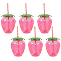 Fruit-Shaped Party Cups with Straws | Pineapple & Strawberry Set Novelty Party Cups Vue 6 strawberries China Mainland