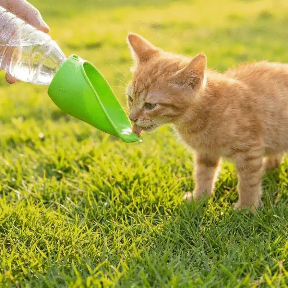 Food Dispense Portable Pet Walking Cup 2-in-1 Removable Dog water Feeder Leaf Shaped Collapsible Hydration Feeder Dogs Cats Pets Vue