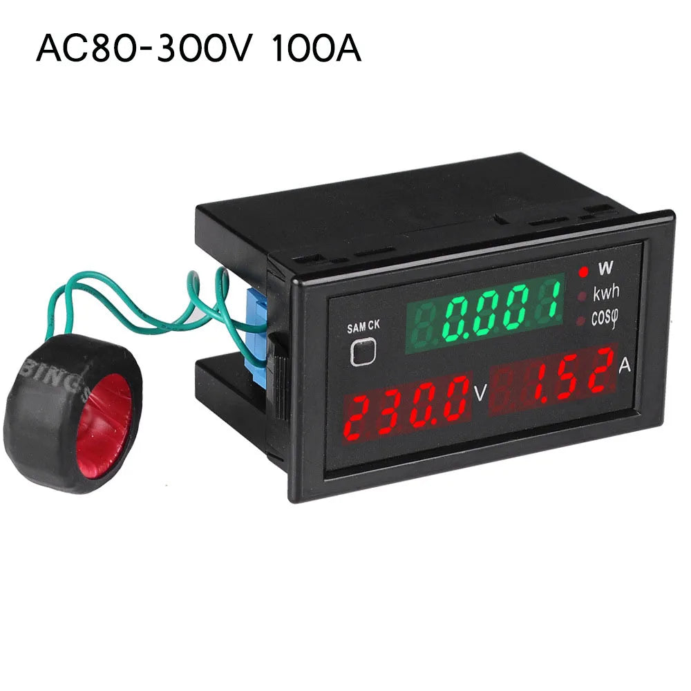 SPM001 AC80-300V AC200-450V 100A Multi-functional LED Voltmeter Ammeter KWH Meter Power Factor Wattmeter with Reset Function Vue