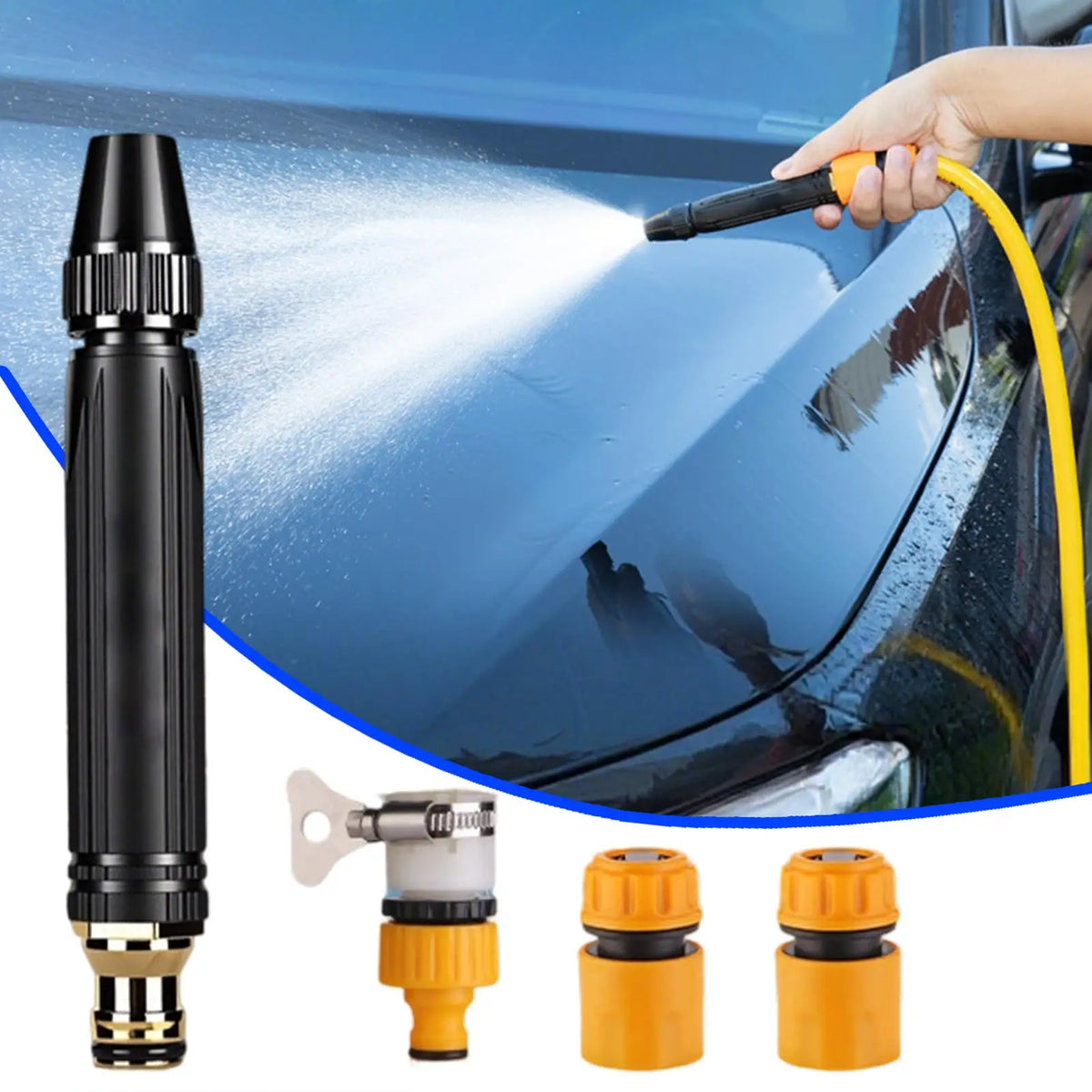 Powerful Adjustable Leak Proof High Pressure Water Hose Nozzle Washer for Home Cleaning Watering Yard Gardening Floor Furniture Vue