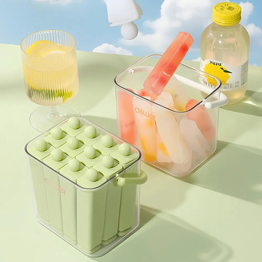 Silicone Old Popsicle Mold Lid Portable Frozen Ice Cream Molds Long